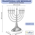 thumbnail image 3 of Aviv Judaica Traditional Hanukkah LED Electric Menorah Powered by Battery or USB Chanukiah - 4' Micro USB Cable Included Electronic Chanukah Candles Minorah Lighted Hanukah Decorations (Matte Silver), 3 of 5