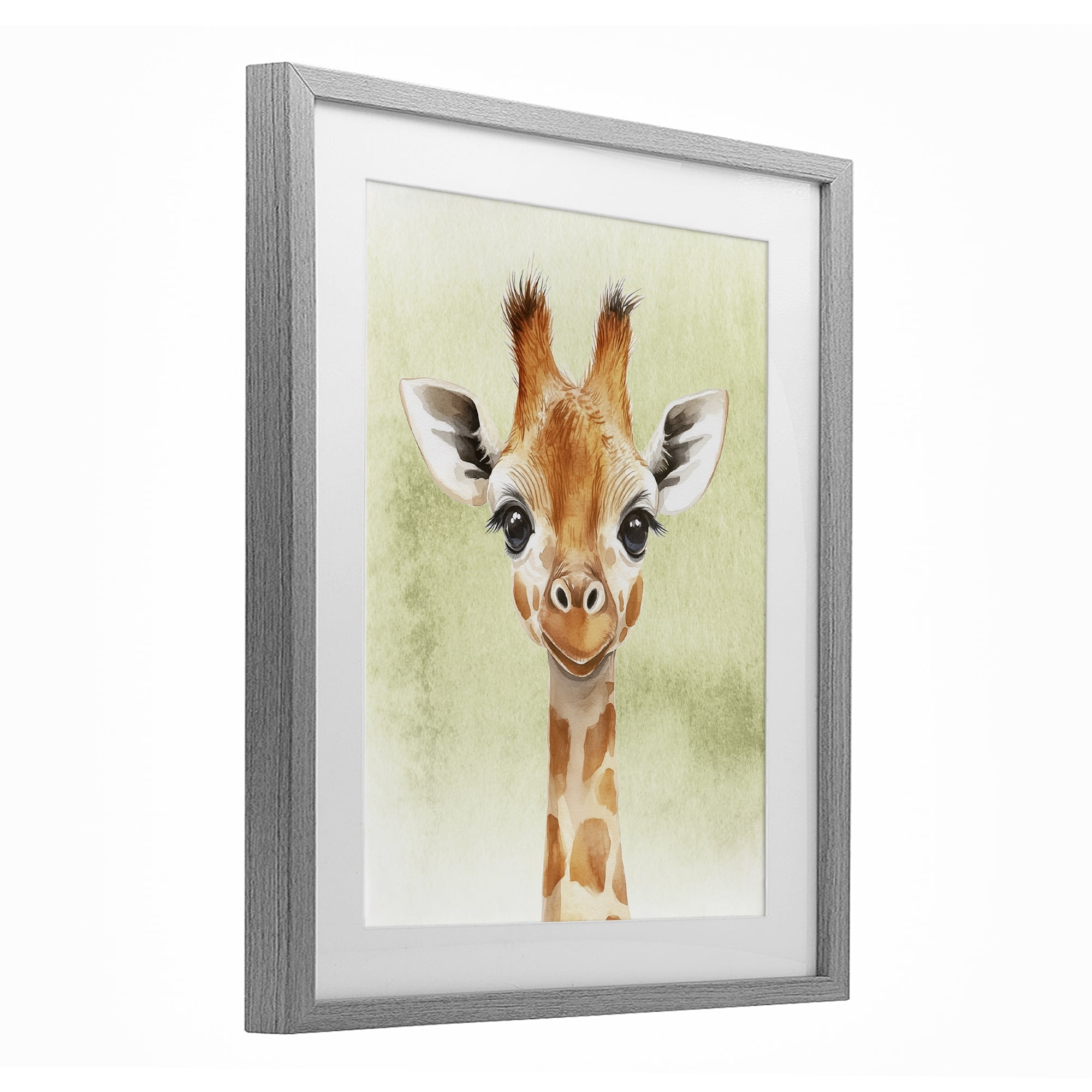 Stupell Industries Jungle Friends Baby Giraffe Gray Framed Print Under Glass, design by Christine Simpson Art