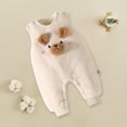 thumbnail image 4 of Zwiiyzr 0-3T Newborn Baby Boys And Girls Bear Ear Jumpsuit Sleeveless Fleece Rompers Cute Cartoon Infant Warm Outwear Fluffy Jumpsuit White, 4 of 6