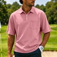 thumbnail image 2 of Leidass Men Casual Lapel Pocket Polo Short Sleeve Shirt Soft Cotton Breathable Multi Color Fashion Top For Summer Office Travel Daily Casual Wear Watermelon Red M, 2 of 9
