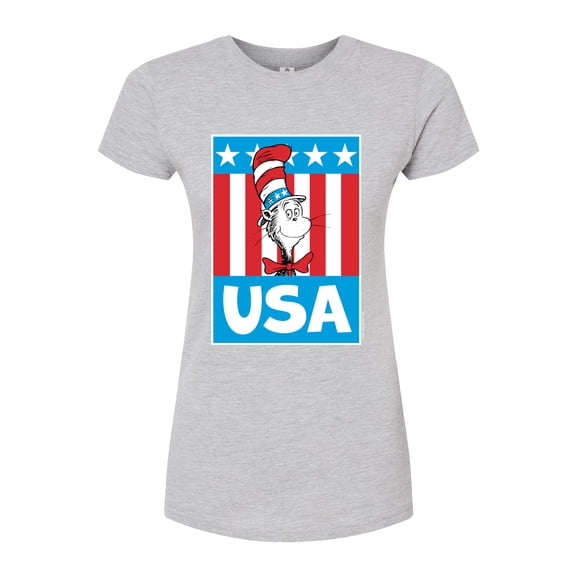 Dr. Seuss - Cat In The Hat USA - Juniors Fitted Graphic T-Shirt