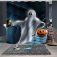 thumbnail image 3 of Halloween Shower Curtain Scary Haunted House Evil Pumpkin Shower Curtains for Bathroom Halloween Full Moon Night Horror Castle Forest Bathtub Decorative 59x71 Inch, 3 of 4