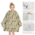 thumbnail image 6 of Beige Bigfoot and Forest Pattern Blanket Hoodies for Kids 6-13YR Oversize Wearable Blanket Hoodies for Boys Girls Teens, 6 of 7
