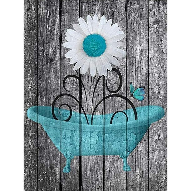 Diamond Painting (DB5334) Bañera margarita Full Round Rhinestone Wall 45x60cm Hugtrwg Para estrenar