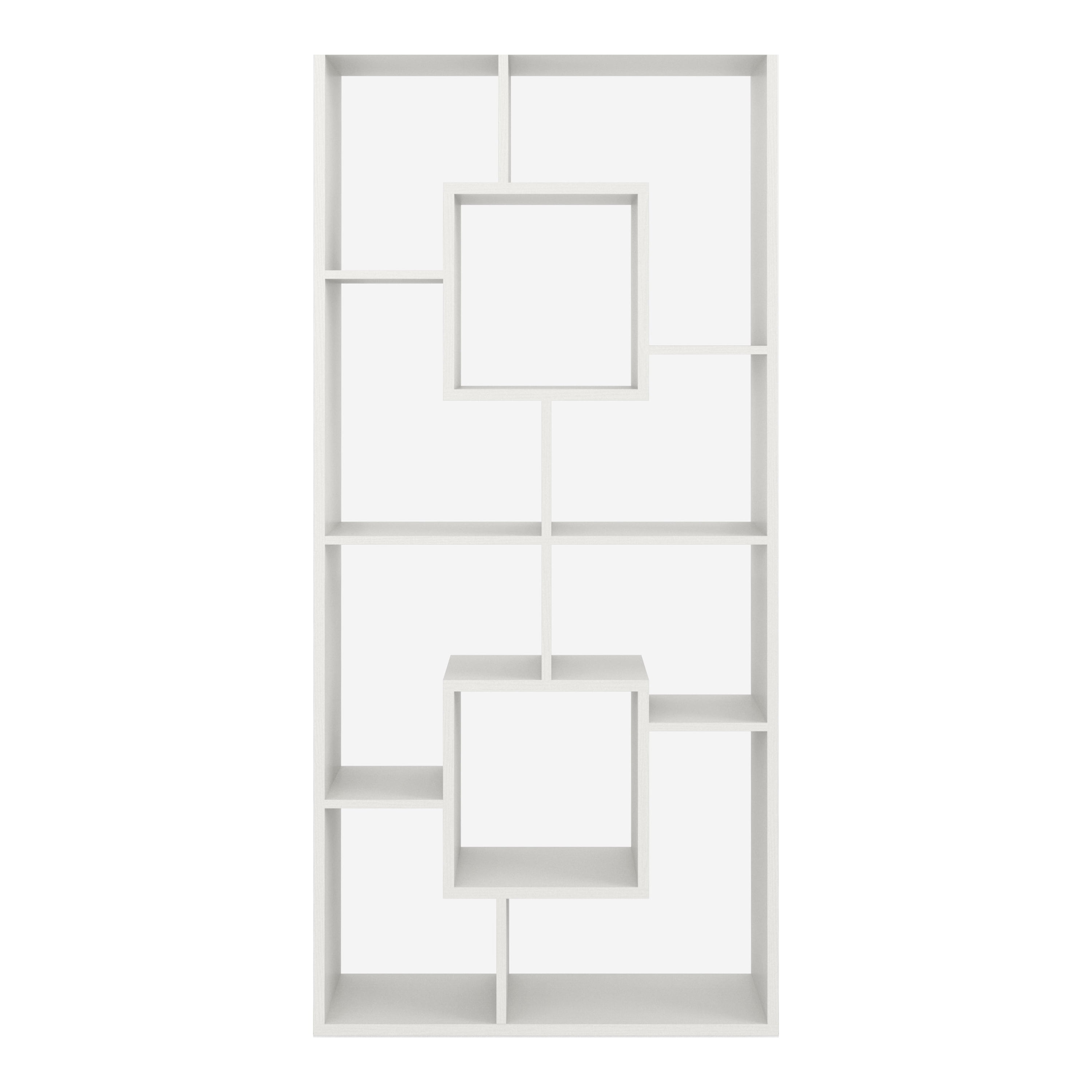 Furniture of America Darcy Modern 14-Shelf Geometric Bookcase, White