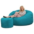 thumbnail image 1 of Ultimate Sack 6 Foot Foam Filled Suede Bean Bag Chair w/Footstool, Teal, 1 of 8