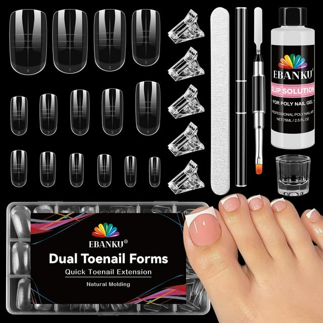 Kit de formas de uñas de poligel EBANKU para dedos de los pies con solución antideslizante