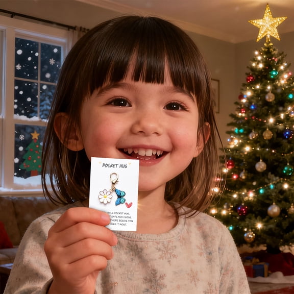 Pocket Hug Cute Charms Flower Butterfly & Themed Keychains Heartwarming Blessing Creative Small Pendants Christmas Decorations Safeglitz