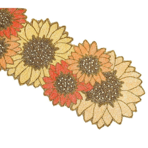 Handmade Beads Table Runner, Multicolor Sunflower Table Runner, Spring Tableware 13X36 Inch