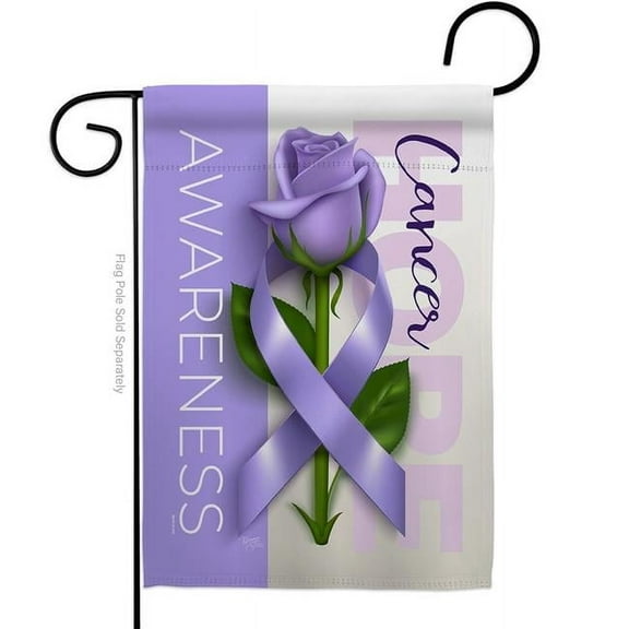 Breeze Decor G165208-BO 13 x 18.5 in. Cancer Awareness World Day Garden Flag with Support Double-Sided Decorative Vertical Flags House Decoration Banner Yard Gift