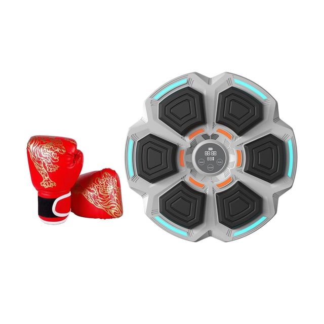 jinwen Machine de Boxe Musicale Cible Murale Machine à Frapper pour Sports Intérieurs Gants Rouges pour Adultes