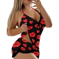 thumbnail image 1 of zuwimk Women Pajama Sets,Women Cami Pajama Set Lace Trim Short PJ Set with Shorts Red,XXL, 1 of 5