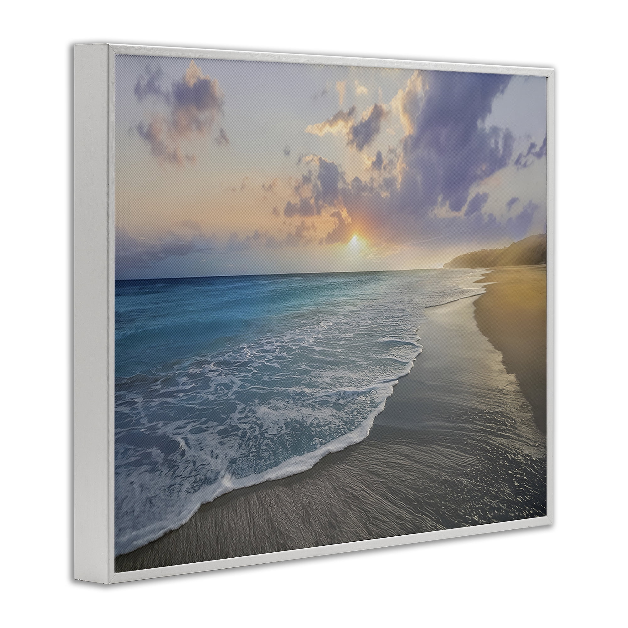 Stupell Industries Sunset over Tranquil Coast White Framed Giclee Art, design by Mike Calascibetta