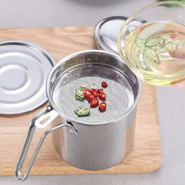 Perfection Antique Stoves Kitchen Oil Spritzer Stainless Steel Filter Oil Pot Household Large Capacity 1.3L Separation Oil With Filter Screen Oil Storage Thickening Tank