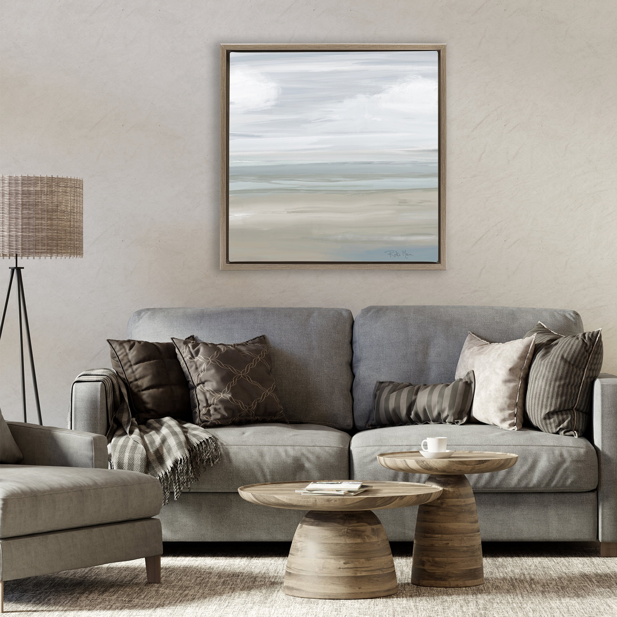 Stupell Industries Another Day Peaceful Landscape Brown Framed Floater Canvas Wall Art, design by Robin Maria
