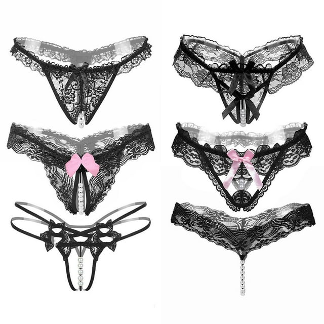 RXMEKW Culotte String Femme, String Grande Taille avec Entrejambe Transparent et Fonction de Massage Perle