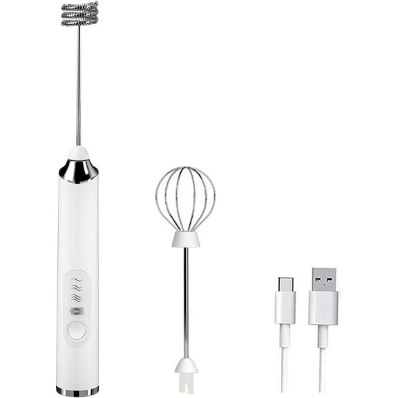 Milk Frother Handheld,Drink Mixer Electric Handheld,Mini Mixer for Powder Drinks, Coffee Whisk Frother Rechargeable for Cappuccino Hot Chocolate,White
