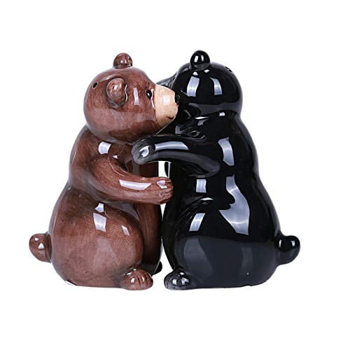 Pacific Giftware Hugging Bears Magnetic Ceramic Salt and Pepper Shakers Set