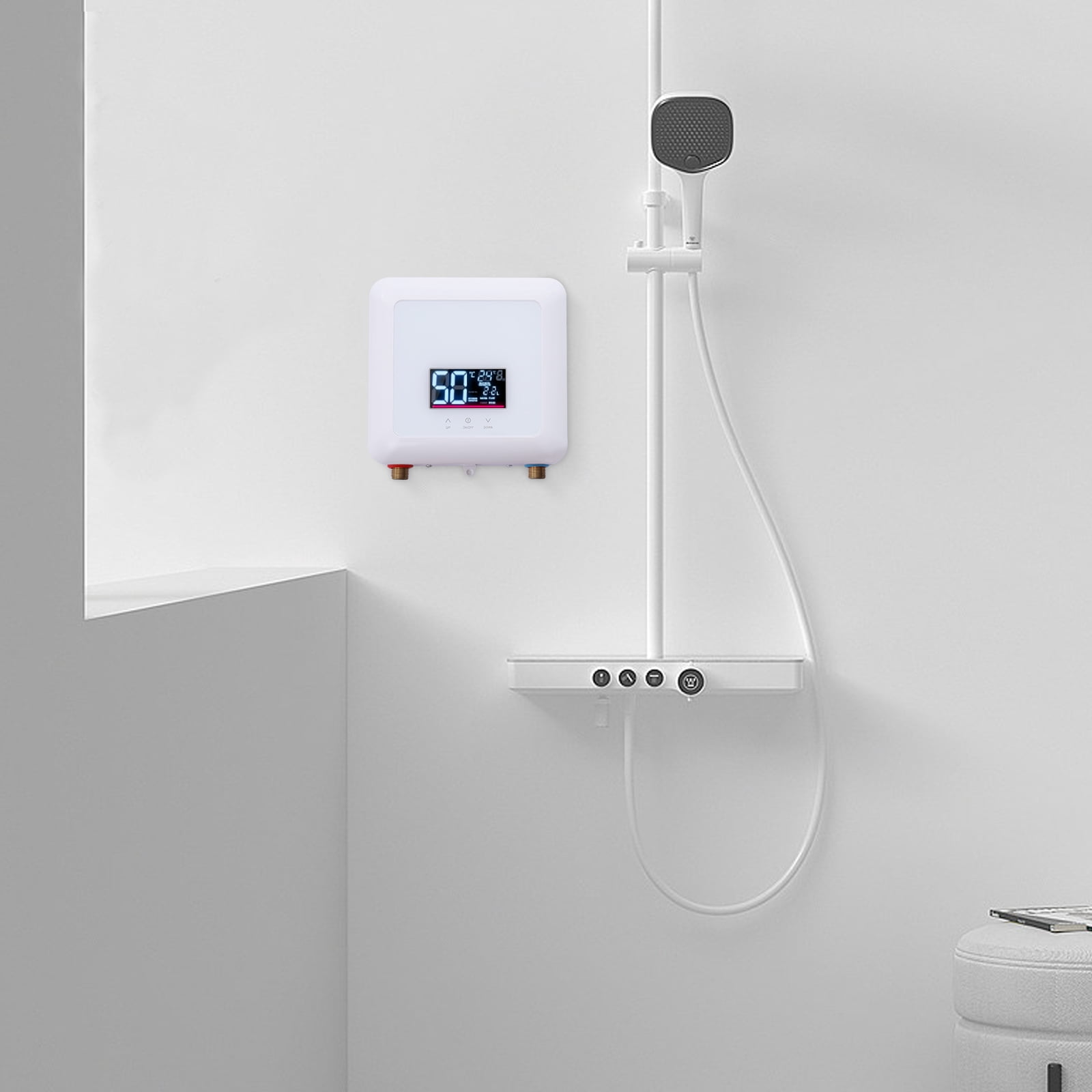 Dwellnix Tankless Water Heater 5500W, Instant Heating, Adjustable Power 5 Levels, Remote & Touch Control, Ideal for Bathroom, Kitchen & Low-Pressure Areas