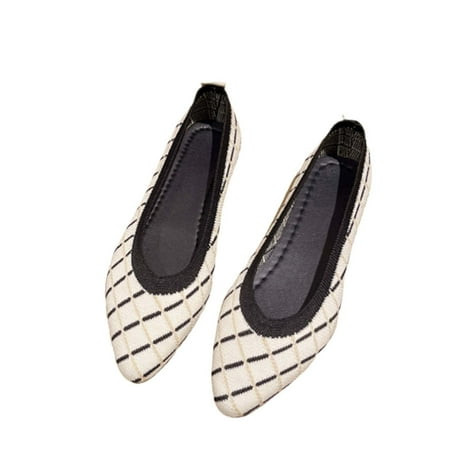 

Womens Pointed Toe Flats Knitted Sandals Slip On Summer Comfortable Casual Dress Shoes Ballet Sandals Low Wedges