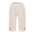thumbnail image 4 of Resicozy Capri Pants for Women 2026 Knee Length Cotton Linen Capris Summer Straight Leg Loose Beach Bermuda Shorts with Pockets Khaki 3XL, 4 of 7