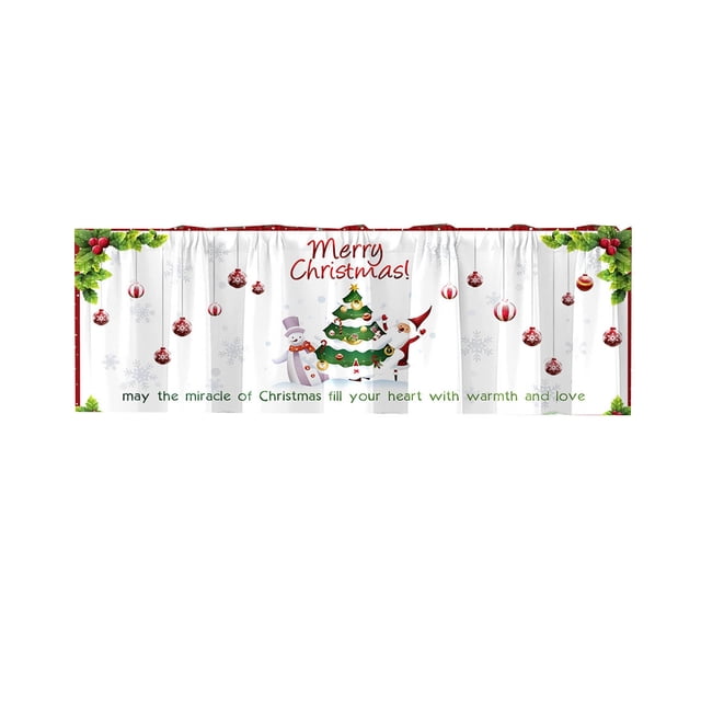 1 Pce Rideau Court Floral Multicolore Rideau de Cuisine Demi-Rideau Bordure Noël Petite Décoration de Fenêtre Polyester Coton