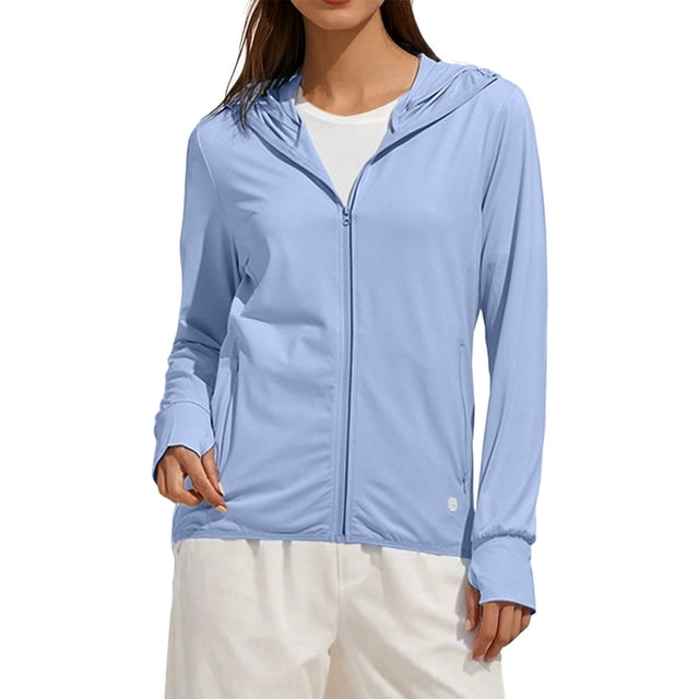 Baberdicy Sky Blue Women's Ice And Sun Protective Jacket Light And Breathable Cycling Jacket, M