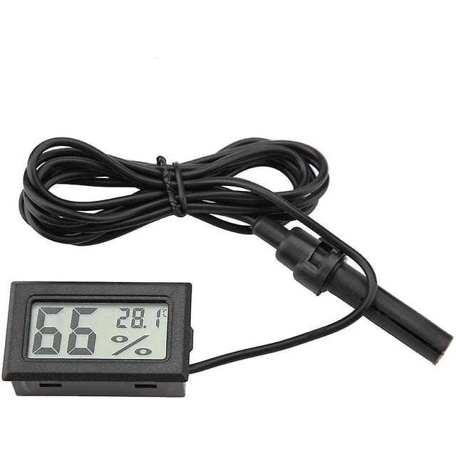 Mini termómetro higrómetro, medidor de humedad digital LCD incorporado, monitor con sonda externa para incubadoras, criadoras, tanques de reptiles, acuarios, T