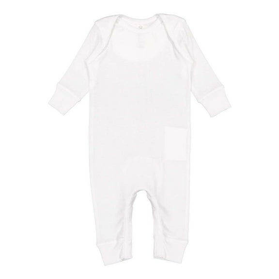 Rabbit Skins Baby Boys Long Legged Baby Rib Bodysuit 12 Months White