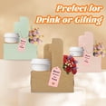 thumbnail image 4 of Greenpod 4 Cup Drink Carrier,12 Pack Coffee Cup Holders with Handle,Cardboard Cup Holders for Hot or Cold Drinks,Coffee Carrier with Ribbon and Card,Food Delivery Services and Bouquet(Kraft), 4 of 8