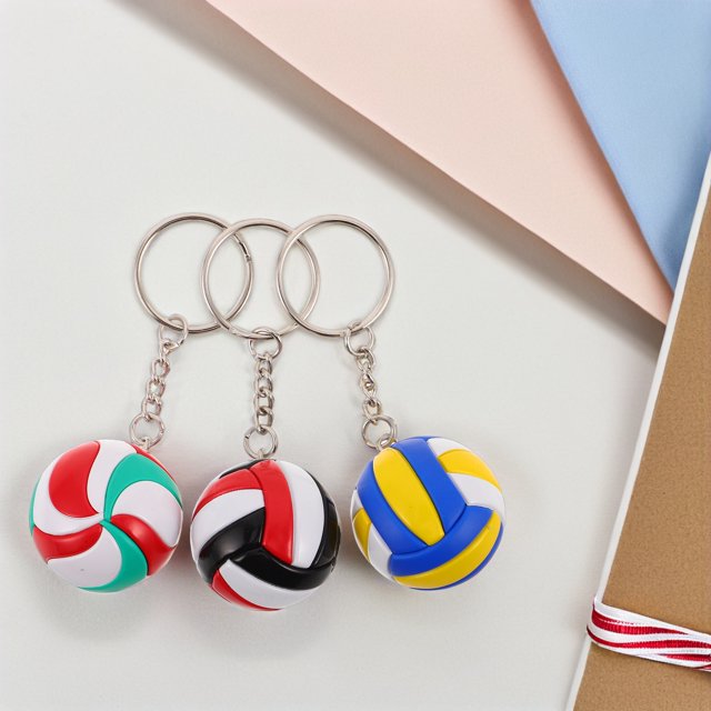 ADDHAT 3Ud Llaveros Deportivos De Voleibol Multicolor Para Bolsos Y Souvenirs En Fiestas Deportivas