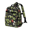 thumbnail image 2 of Strawberry and Blossom Black Pattern Cute School Backpack Bag for School with Padded Back and Adjustable Shoulder Straps 15.25"x11.5"x5.25", 2 of 5