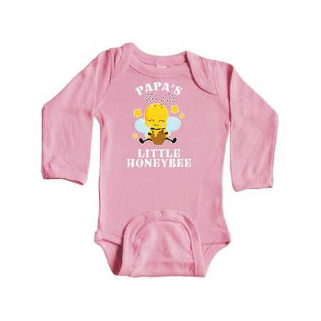 

Inktastic Cute Bee Papa s Little Honeybee with Stars Gift Baby Boy or Baby Girl Long Sleeve Bodysuit