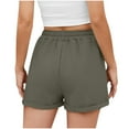 thumbnail image 4 of THDHVS Womens Shorts,Casual Shorts for Women,Womens Solid Linen Casual Shorts High Waisted Shorts Summer Flowy Beach Drawstring Shorts Gray M, 4 of 7