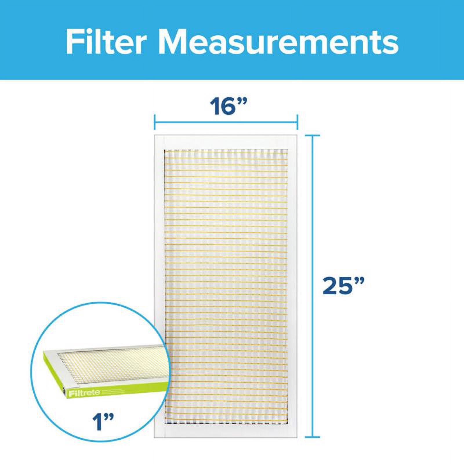 3M Filtrete Air Filter, MPR 600, 16" x 25" x 1", 1-pack