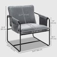 thumbnail image 3 of HOMCOM Fauteuil d'Appoint Moderne, Fauteuil en Chenille avec Poches Latérales, Gris, 3 of 10