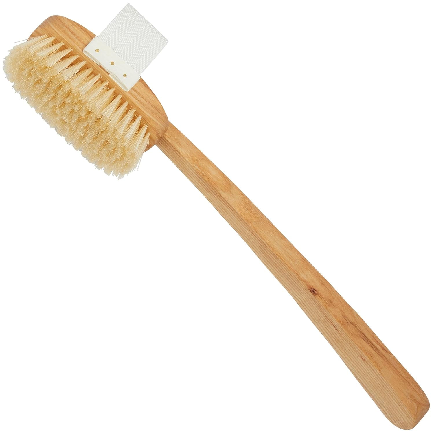 Kent FD3 Luxury Beechwood Body Scrubbing Exfoliating Bath/Shower Brush with 100% Pure White Bristle. Long Handle with Detachable Head Wet/Dry Back and Skin Brushing Body Exfoliator. Made in England