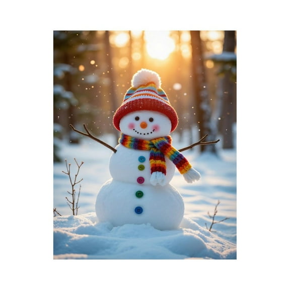 Paint by Numbers Kit for Adults, Snowman Winter Sunburst Forest Paint by Numbers, Easy Paint by Numbers Kit for Adults Beginner, DIY Adult Paint by Number Kits on Canvas, Home Decor