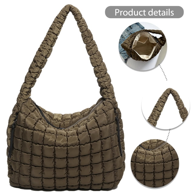 Bolso Hombro para Mujer Puffers Acolchados Hobo Bolsas Gran Capacidad Viajes Al Aire Libre
