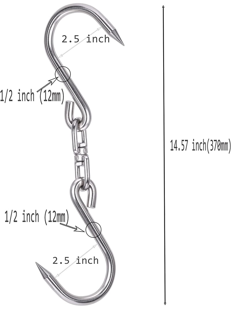 best hooks for fishing meat 2 Pcs Swiveling Hook Heavy Duty Double Meat Hanger Stainless Steel Butcher Perfect Large Animals Hunting Carcass Hanging Hook hook designed gaff hooks make fish handling a breeze and can help you haul in that next record breaking fish Baitholder Fishing Hooks 110 Pack,Double