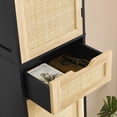 thumbnail image 5 of FANGSUM Tall Rattan Bathroom Cabinet with Doors and Adjustable Shelves, Freestanding Narrow Linen Cabinet for Living Room, 5 of 7