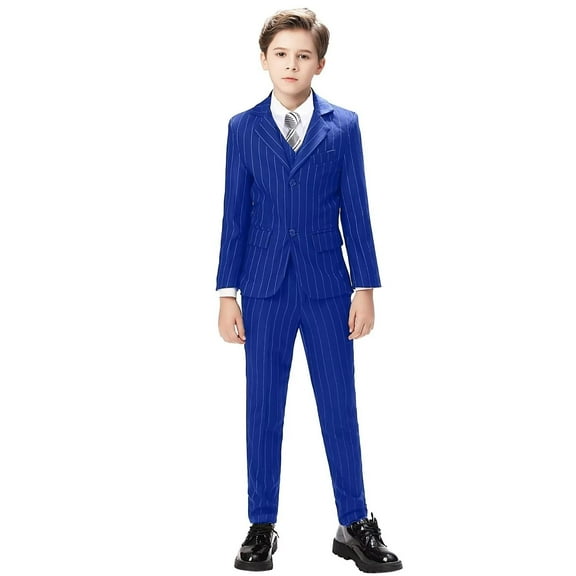 Boys Suits for Toddler Boys Pinstripe Tuxedo Suit for School Dance Christmas Party Wedding Kids Royal Blue Formal Dresswear Set Size 2T