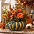thumbnail image 4 of MYUNNIL Halloween Pumpkin Shaped Planter, 5" Rustic Wide-Mouth Yellow Green Striped Pumpkin Resin Flower Pot with 3D Ladybug, Durable Practical Decorative Container for Indoor Garden Yard Decor, 4 of 6