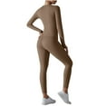 thumbnail image 3 of Wdfiry Workout Sets for Women 2 Piece Athletic Long Sleeve Yoga Outfits Seamless Ribbed Crop Top High Waist Legging, 3 of 4