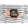 thumbnail image 2 of Ski Beer Repeat Cup with a Skiing Theme, a Skier, Black 11oz Ceramic Mug, 2 of 5