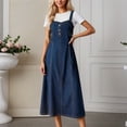 thumbnail image 3 of RUTAYY Women's Dress Casual Long Denim Pinafore Overalls Dress with Adjustable Straits Everyday Wear Fashion Beach Dresses, 3 of 6