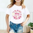 thumbnail image 2 of shoper Girls Shirts 4t Round Neck Letter Graphic Print Short Sleeve T-Shirt Soft Preppy Clothes Toddler Girl Clothes White 130, 2 of 4