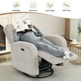 thumbnail image 6 of Aemeios Swivel Corduroy Rocker Glider Power Rocking Recliner with USB and Type-C Ports, Camel, 6 of 8