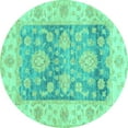 thumbnail image 1 of Ahgly Company Machine Washable Indoor Round Oriental Turquoise Blue Traditional Area Rugs, 3' Round, 1 of 4