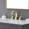 thumbnail image 4 of Gold Bathroom Faucet, Brushed Gold Faucets Bathroom 3 Hole 8inch Widespread Waterfall 2 Handle Brass Faucets Bath Sink Vanity Faucet with Pop Up Drain and Supply Lines, 4 of 13